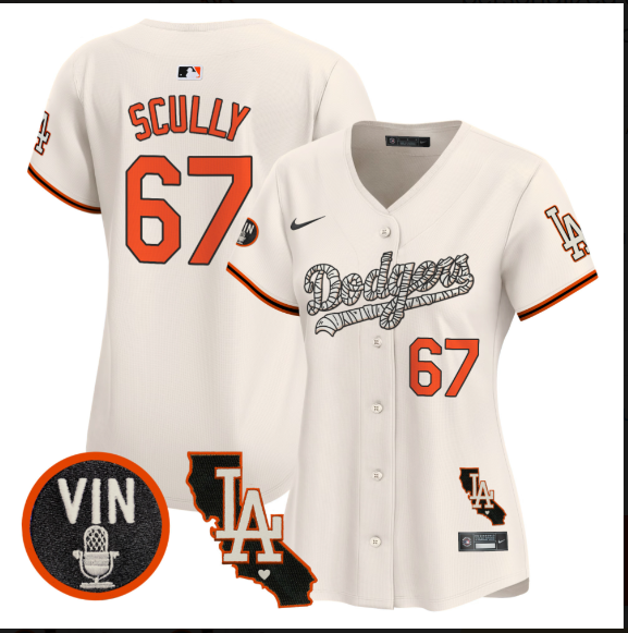 Women Los Angeles Dodgers 67 Scully 2025 cream Limited Stitched Jersey
